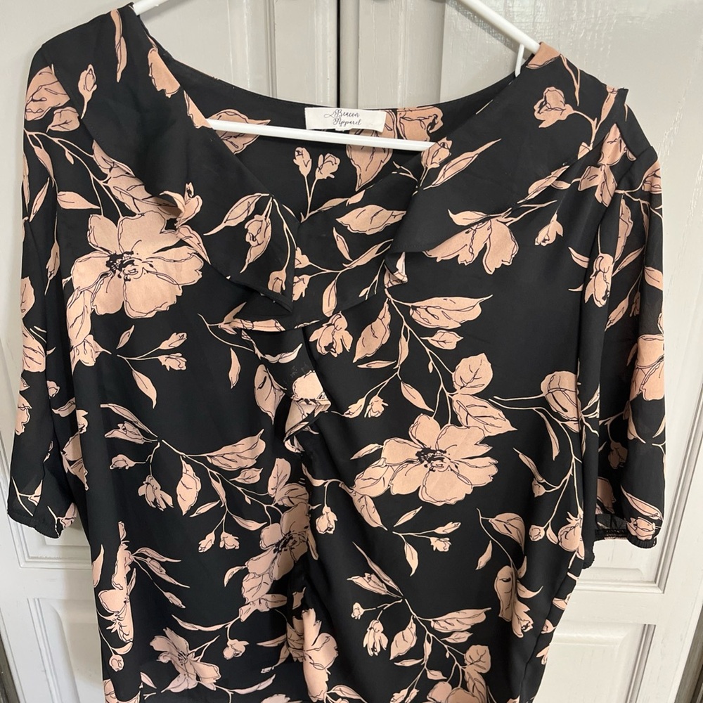 Floral Black and Pink Blouse